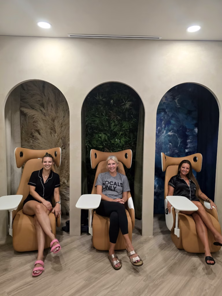 Ladies lounging in IV chairs