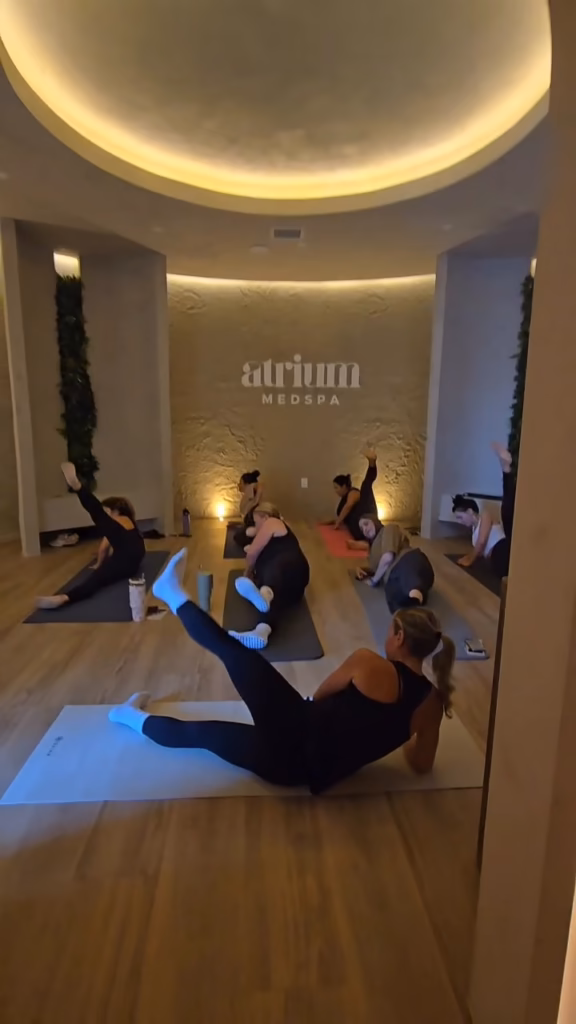 Group yoga session in serene studio